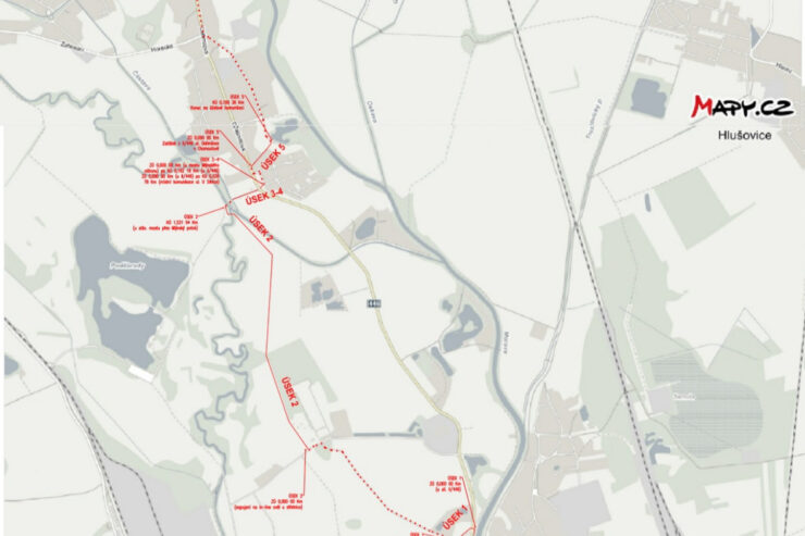 Plán cyklostezky z Olomouce do Chomoutova